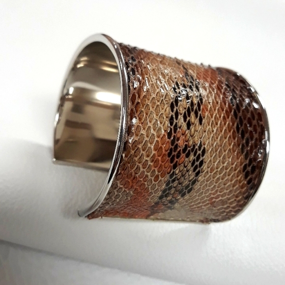 Hand Painted Python Snakeskin/Cuff Bracelet/ Statement Bracelet Handcrafted/Boho - Picture 7 of 15